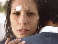 HD Super Slow-Mo: Worried Couple In The Rain Stock Footage