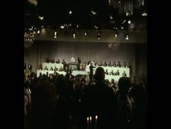 SYND 2-4-73 DEMONSTRATION OUTSIDE CELEBRITY DINNER ATTENDED BY NIXON News Clip