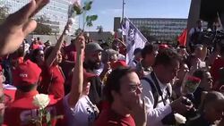 CLEAN : Rousseff supporters gather outside Senate in Brasilia (2) News Clip