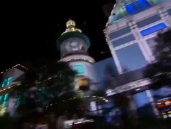 MS POV Shot of street at night, McDonalds, Casino Royale, Venetian Las Vegas / Las Vegas, Nevada, United States Stock Footage