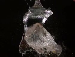 High speed Yellow water-filled balloon bursts against black Stock Footage