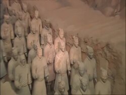 Zoom in from WA Terracotta Army to MS Warrior, Museum of Qin, Xian, China Stock Footage