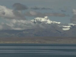 Time Lapse Clouds flying past Mount Kailash and Mansarovar Lake Lhasa Tibet China Stock Footage