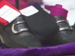 B-ROLL - The shop of Stefano Gammarelli, the Pope's tailor who will be designing the dress of the future Pope in three different sizes in order to fit the unknown Pontiff on February 24, 2013 in Rome, Italy. (Footage by Giulio Origlia/Getty Images) Stock Footage