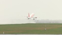 Planes at Manchester Airport take off in strong winds during Storm Doris News Clip