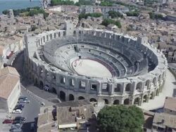 Aerial W/S Arena in Arles Stock Footage