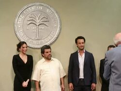 Luis Guzman, Genesis Rodriguez and Rodrigo Santoro Stock Footage