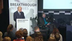 INTERVIEW - Stephen Hawking on why we should be cautious about contacting alien lifeforms at  Breakthrough Initiatives Stock Footage