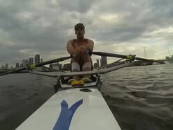 Rowers from local private schools, elite athletes and members of the public train on the Yarra River. Stock Footage