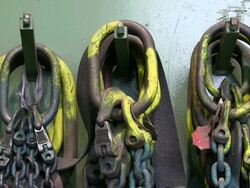  CU Load hooks at steel factory / Remscheid, North Rhine Westphalia, Germany   Stock Footage