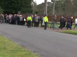 Queue of onlookers awaiting royals at Sandringham News Clip