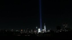 Blue Twin Towers Tribute Lights 2016 Stock Footage