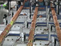 MS Eggs on conveyor belt for sorting / Anseong, Gyeonggi-do, South Korea Stock Footage