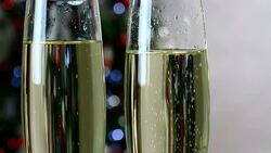 Glass of Champagne celebration for new years Stock Footage