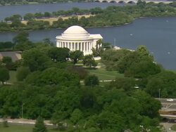 WS AERIAL ZI View of Thomas Jefferson Memorial / Washington, Dist. of Columbia, United States Stock Footage