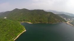 View of reservoir of Mt. Geumo(famous travel area) Stock Footage