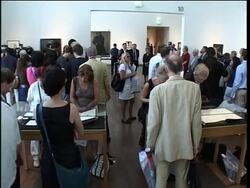 Schiele's painting on display, presser, vox pops News Clip