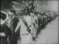 Suffragettes march in a parade for Women's Rights. Stock Footage