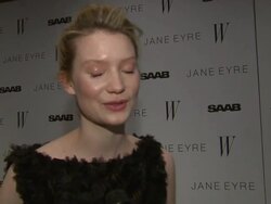 INTERVIEW: Mia Wasikowska on working on the film and how fun it was. at the 'Jane Eyre' New York Premiere - Arrivals at New York NY. Stock Footage
