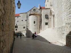 The portal on the south faÃƒÂ§ade of the Dominican monastery, Dubrovnik Stock Footage