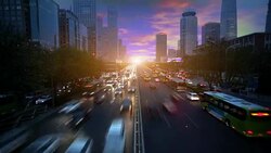 the rush hour commute in a city Stock Footage