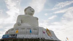 Big Buddha monument on the island of Phuket in Thailand Stock Footage
