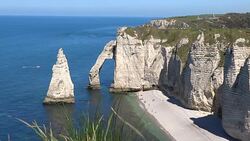 Cliffs at ï¿½tretat in Normandie Stock Footage
