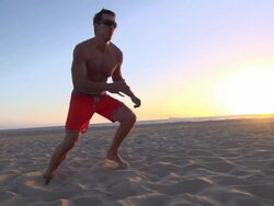 Men playing beach volleyball. - Slow Motion - filmed at 240 fps Stock Footage