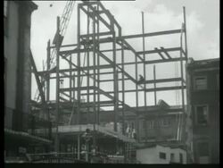 Building frameworks of steel for modern offices and factories, UK 1939 Stock Footage