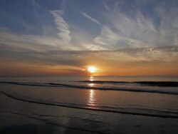 WS View of Sunset above on sea / Ostend,West Flanders,Belgium Stock Footage