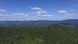 4K aerial rising above the Green Mountains in Vermont, USA Stock Footage
