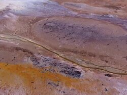 Aerial Dead Sea salt formations, Israel, southern Judea Desert Stock Footage
