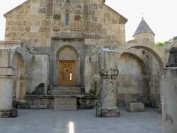 Haghartsin monastery, the vestibule of Saint Astvatsatsin church Stock Footage
