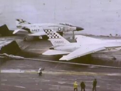 F-4 Phantom on USS Constellation During Vietnam War Stock Footage