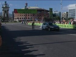 Belgian cyclist Gilbert wins ninth Vuelta stage Stock Footage
