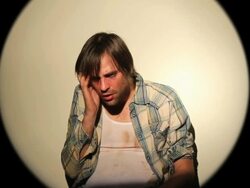 Man wrestling with his inner demons Stock Footage