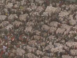 MS AERIAL DS View above  coton market with turning point / Lagos, Nigeria Stock Footage
