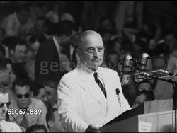 1948: DEMOCRATIC NATIONAL CONVENTION: President Harry S Truman behind podium talking about calling Congress back into session will ask for adequate law for Displaced Persons instead of Anti-Semitic, Anti-Catholic law which passed, 15 days... Instructional Video
