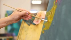 Artist drawing in studio (HD) Stock Footage