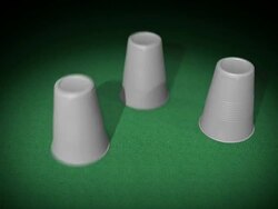 three plastic cups - criminal play Stock Footage