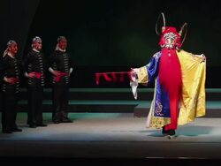 MS Artist performing Qinqiang opera in theater and Qinqiang is representative folk opera of northwest china  AUDIO  / xi'an, shaanxi, china Stock Footage