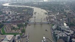 Royal flotiilla at River Thames in London News Clip