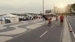 Famous Copacabana pedestrian walk Stock Footage