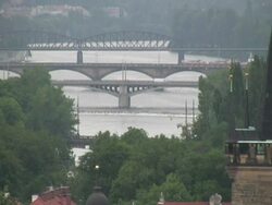 Going to the Left and Right: Bridge Traffic Stock Footage