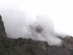 Ash and lava explode from the crater of Stromboli volcano, Stromboli, Italy. March 2010 / AUDIO Stock Footage