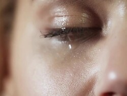 Woman crying closeup Stock Footage