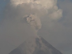 T/L video of ash erupting from crater of volcano, Philippines, Dec 2009 Stock Footage