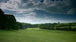 Timeless rural green valley, Cotswolds, UK Stock Footage