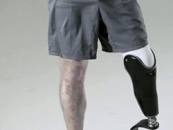Athlete with prosthetic leg Stock Footage
