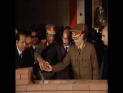 SYND 06/11/1970 LEADERS OF EGYPT, LIBYA AND SUDAN LAY THE FOUNDATION STONE OF NASSER DIABETES RESEARCH CENTER News Clip